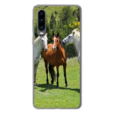 Produktbild von MuchoWow® Handyhülle Schutzhülle Hülle für Huawei P30 Pferde - Baum - Schatten Silikon Softcase Handy Hülle - Kartenbesitzer