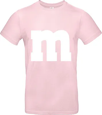 Produktbild von MM Shirt T-Shirt 100% Baumwolle M&M Uni Kostüm Verkleidung M und M Gruppen T-Shirt - Karneval Fasching JGA Festival Farbe wählen: rosa Größe wählen: XL