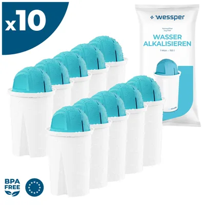 Obrázek produktu pro Alkalické filtrační patrony Wessper Classic | Náhrada za filtrační patrony Aquaphor Standard, Brita Classic, Dafi Classic | Balení 10 kusů