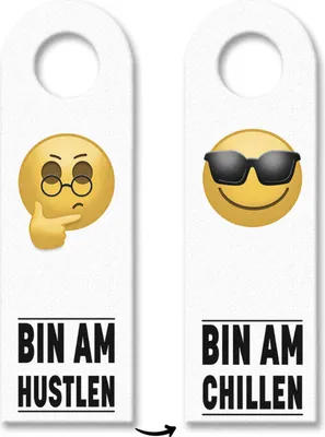 Produktbild von Bin am hustlen oder bin am chillen witziger Türhänger mit Emoticons