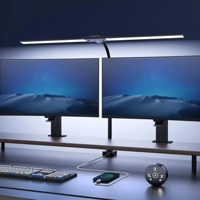 Productafbeelding van LED bureaulamp, dimbaar - 1500 lumen, 24W, klembare bureaulamp voor kantoor, met flexibele arm
