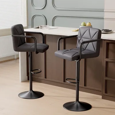 Imagen del producto de Taburete de bar - Taburetes de bar - Juego de 2 - Altura ajustable - Giratorio 360°