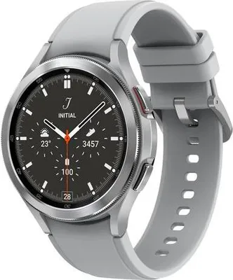 Image de Samsung Galaxy Watch4 Classic, smartwatch Bluetooth ronde, Wear OS, lunette tournante, montre fitness, fitness tracker, 46 mm, argent (version allemande)