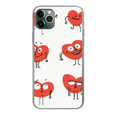 Produktbild von MuchoWow® Handyhülle Schutzhülle Hülle für iPhone 11 Pro Max Eine Illustration von neun Herzen mit Emotionen Silikon Softcase Handy Hülle - Schutz
