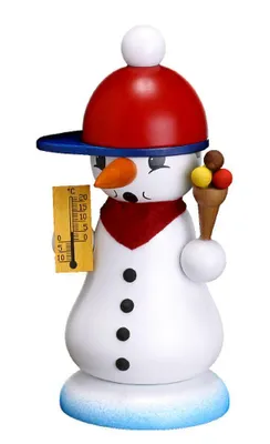 Productafbeelding van Rookfiguur sneeuwpop "Schmelzi" met ijsje, rood, afmetingen: 7,2 x 18,5 x 8,3 cm, nieuw