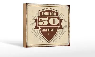 Produktbild von Holzschild Retro 18x12cm Glückwunsch endlich 50 Schild