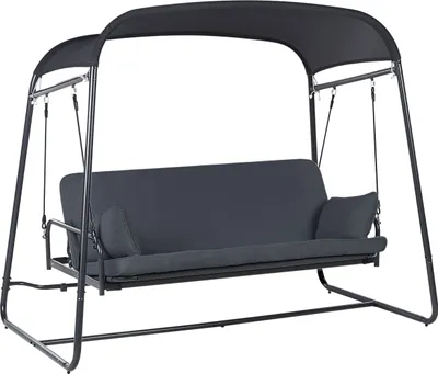 Produktbild von BELIANI Gartenschaukel Dunkelgrau Mesh Stahl mit Liegefunktion Verstellbar 3-Sitzer Modernes Design Hollywoodschaukel Outdoor Garten Terrasse