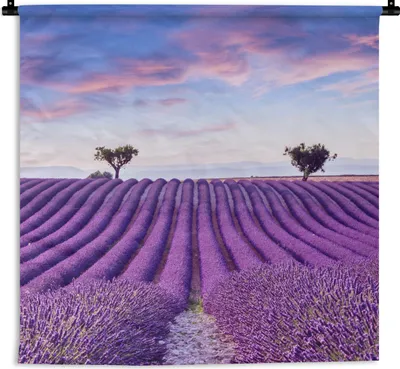 Produktbild von MuchoWow® Wandteppich Wandbehang Lavendel - Natur - Lila - Bäume - Blumen 90x90 cm Tapisserie Dekoration Wandtuch - Wandaufhänger