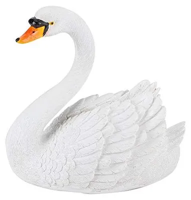Schwanenfigur aus Kunstharz, schwimmend, weiß, 19 cm