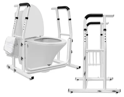 Produktbild von Höhenverstellbare Toilettenstütze mit Aufbewahrungskorb