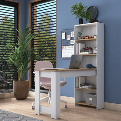 Immagine prodotto di Cervaro - Scrivania, 120x54x154h cm Marrone Rovere, 5 Ripiani