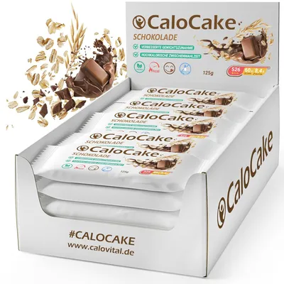 Produktbild von Hochkalorische Riegel für Gewichtszunahme | Weight Gainer Riegel mit viel Kohlenhydraten Protein & 592 Kalorien | CaloCake 24er Box (Schokolade)