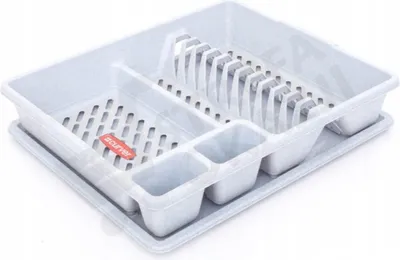 Zdjęcie produktu dla Miska Suszarka do naczyń z tacą szara 45 x 38 cm
