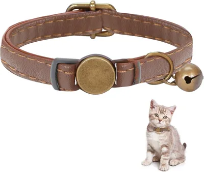 Produktbild von Weiches Leder-Katzenhalsband mit Glöckchen – Sicheres Schnellverschluss-Halsband, reißfest & verstellbar für Katzen