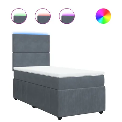 Produktbild von Boxspringbett mit Matratze Dunkelgrau 90x200 cm Samt