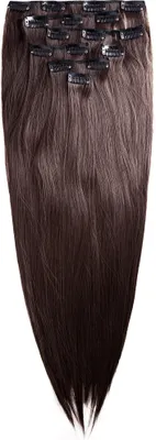Produktbild von Clip In Extensions Haarverlängerung Set – 7 Haarteile glatt Extensions Haarverlängerung 60 cm in der Farbe braun