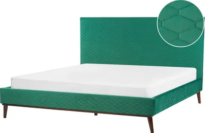 Produktbild von BELIANI Polsterbett Grün 180 x 200 cm Mit Lattenrost Gestepptes Kopfteil Stilvolle Beine Modern
