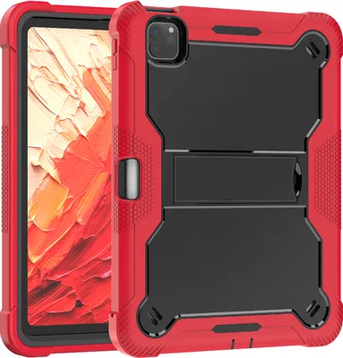 Image de Etui pour iPad Pro 11 pouces M4 (2024), étui de protection pour tablette hybride robuste avec support rouge