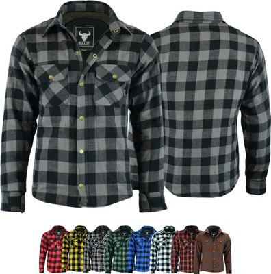 Produktbild von BIGXXL Herren Motorradhemd Lumberjack Holzfäller Hemd mit Protektoren, Größe:64/6XL, Farbe:Grau