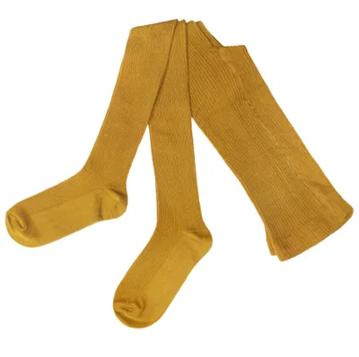 Produktbild von Damen Strumpfhosen aus Baumwolle 2:2 Rippe Curry Größe 48-50