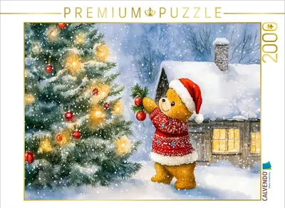 Produktbild von CALVENDO Puzzle Teddy schmückt den Weihnachtsbaum | 2000 Teile Lege-Größe 90x67cm Foto-Puzzle für glückliche Stunden