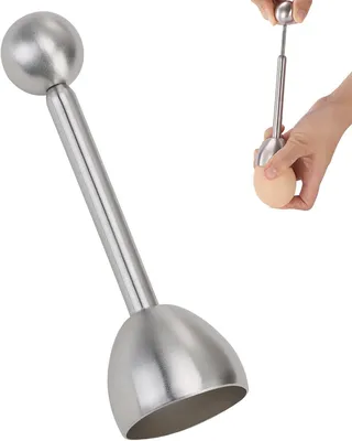 Produktbild von Eierschneider aus Edelstahl, multifunktional, mit Federmechanismus, für gekochte Eier, Küchenhelfer