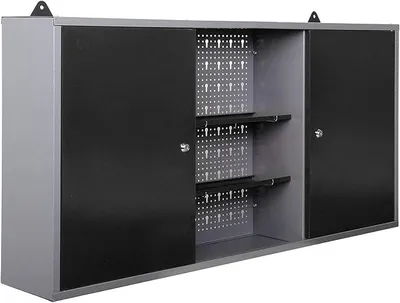 Produktbild von METALLMOBELL – Werkzeugschrank Metall 120x60x20 cm, mit Metallregalen, Wandwerkzeugtafel und Schloss, Aktenschrank Abschließbar, Metallschrank Werkstatt, Abschließbarer Schrank –MB03