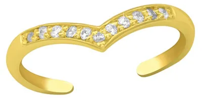 Produktbild von Zehenring Silber 925: Chevron Zehring gold mit Zirkonia