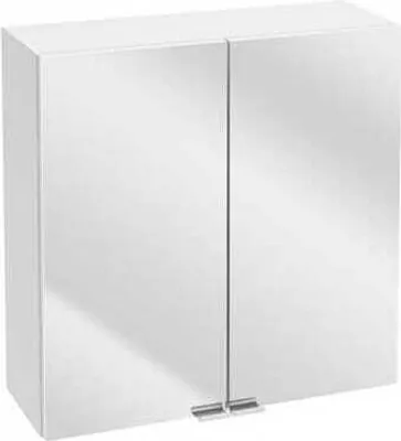 Obrázek produktu pro Domodomo koupelnová nástěnná skříňka se zrcadlem 60 x 60 x 23 cm bílá, úložná skříňka, skříňka na léky, koupelnová skříňka se 2 dvířky..