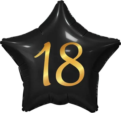 Produktbild von Folienballon, Schwarzer Stern 18. Geburtstag, 44cm