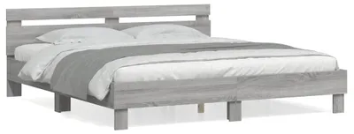 Produktbild von vidaXL Bettgestell mit Kopfteil Grau Sonoma 180x200 cm Holzwerkstoff