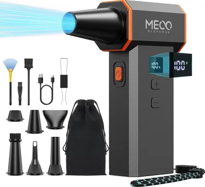 Produktbild von Elektrisches Staubgebläse Akku Handstaubsauger 220000RPM, 100-stufige Einstellung, Bürstenloser Motor, LED-Display, Reinigungsset für PC Auto & Haus