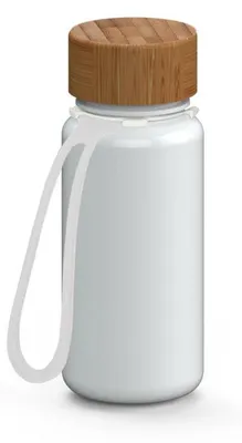 Zdjęcie produktu dla Butelka na wodę "Natural" 400 ml z paskiem - wolna od BPA i szczelna, idealna do sportu, pracy i szkoły - biała/przezroczysta