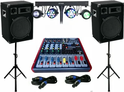 Produktbild von Powermixer Musik Anlage Lichtset Boxen Stativ Kabel 1800 Watt
