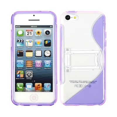 Produktbild von PhoneNatic Case kompatibel mit Apple iPhone 5c - lila Silikon Hülle Aufstellbar + 2 Schutzfolien