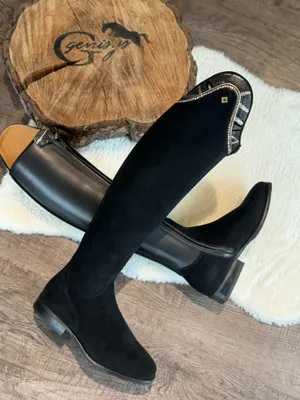 Produktbild von DeNiro Reitstiefel Bellini Dressurstiefel black suede wildleder gold 38 MA/M