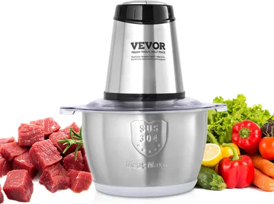 Immagine prodotto di VEVOR tritacarne elettrico 400 W, tritatutto multifunzione, frullatore da 2 litri 3000 giri/min + 4000 giri/min, tagliaverdure con ciotola e lama in acciaio inox e raschietto