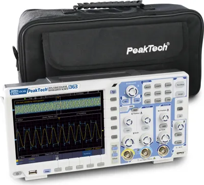 Produktbild von PeakTech P 1363 – Digital-Oszilloskop 300 MHz, 2 Kanäle, 2,5 GS/s, 8‑Bit Touch, mit DMM & Funktionsgenerator