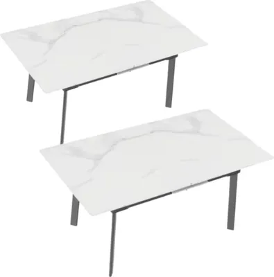 Produktbild von Bolt Edge Ausziehbarer Esstisch – 8–10 Personen – Gesinterter Stein und Metall – Rechteckig – 150–180cm – Modern und Robust – Weiß / Jade / Schwarz