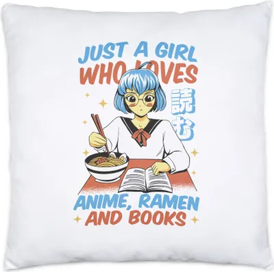 Produktbild von Just a girl who loves Anime, Ramen and Books Kissen Inkl Füllung Anime Fans Ramen Lieblingsgericht Bücher Manga