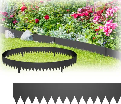 Obrázok produktu pre XINZI Flexibilný kovový okraj trávnika, ohraničenie záhonov z plechu, ohraničenie záhonov 100 x 20 cm (10 m, 10 ks) Čierna