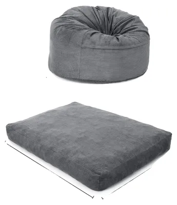 Zdjęcie produktu dla Pufa, konstrukcja 2 w 1, zdejmowana poszewka, jasnoszary – 200 x 150 cm