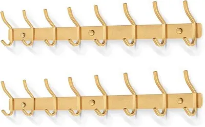 Productafbeelding van Wandkapstok met 8 haken van roestvrij staal - Ideaal voor handdoeken, jassen en meer