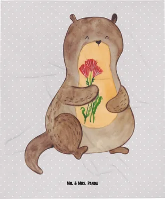 Produktbild von Mr. & Mrs. Panda Schmusedecke Otter Blumenstrauß - Grau Pastell - Geschenk, Fleecedecke, Seeotter See, Erstlingsdecke, Niedlich, Süß, Schlummerdecke, Babydecke, Plaid