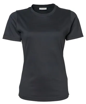 Imagen del producto de Camiseta de mujer Tee Jays, confeccionada con tejido interlock, cuello redondo, manga corta, modelo FK910 (talla XL), color gris oscuro