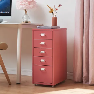 Produktbild von Rollcontainer 'Kökar' mit 5 Schubladen Stahl 69 x 28 x 41 cm Wassermelonenrot