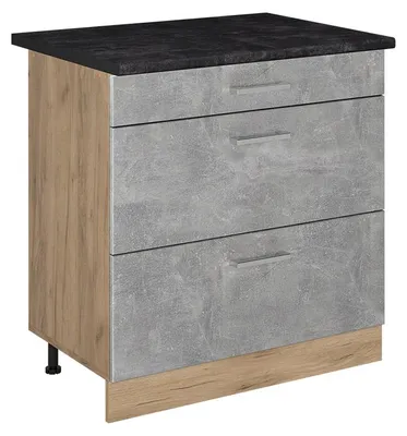 Obrázok produktu pre Kuchynská spodná skrinka Vicco R-Line betón/Dub Goldkraft 80 cm s 3 zásuvkami antrasiitti työtaso, Model 72432