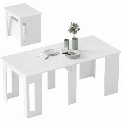 Produktbild von Esstisch, Klapptisch, ausziehbarer Küchentisch, Esszimmertisch, Spanplatten, 60-180 x 85 x 75 cm, Weiß