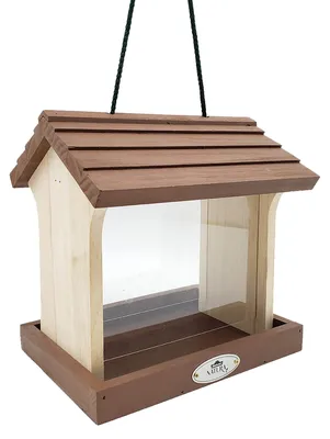 Produktbild von Dehner Natura Premium Wildvogel Futterhaus Arizona, mit Aufhängeschnur, 21 x 21 x 17 cm, FSC®-es Tannenholz / Fichtenholz, braun