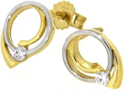 Produktbild von Damen Ohrstecker echt Gold 333 (8 kt) in bicolor mit Zirkonia